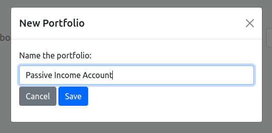 Passive income tracker portfolio add